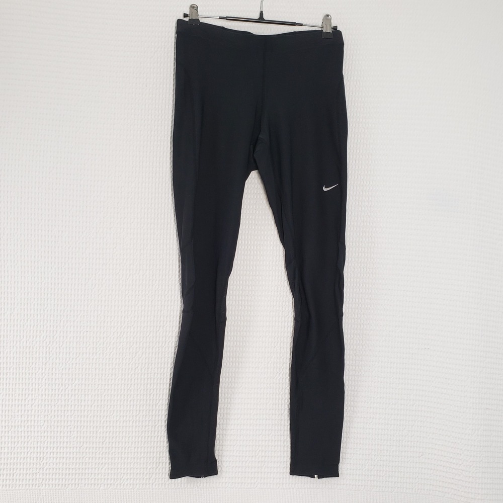 Vintage Nike Fit Dry Leggings Womens XS Black Ankle Zip Reflective Running Mesh
